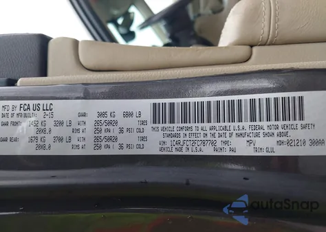 2015 Jeep Grand Cherokee Overland из США, поврежденный, VIN 1C4RJFCT2FC787702